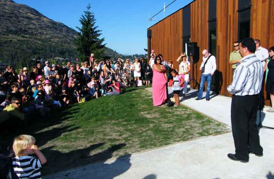 Establishment board trustee Darren Rewi gives a powhiri to welcome year 1 and 2 pupils and their...
