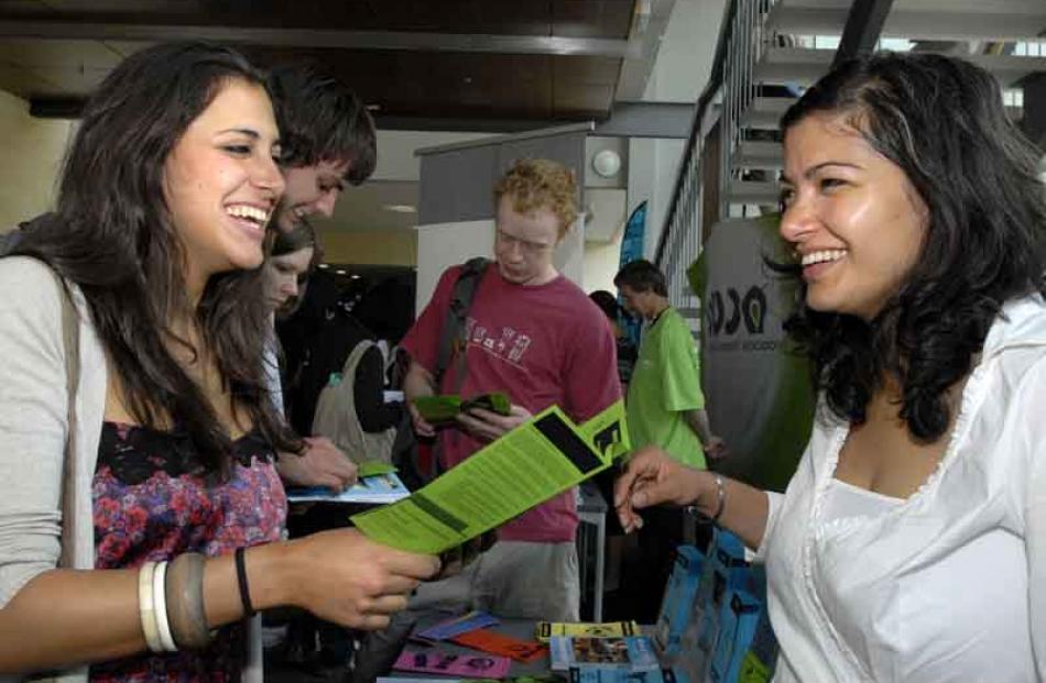 Constanza Rodriguez, of Spain, and recreation assistant Bhavneet Kaur, at an international...