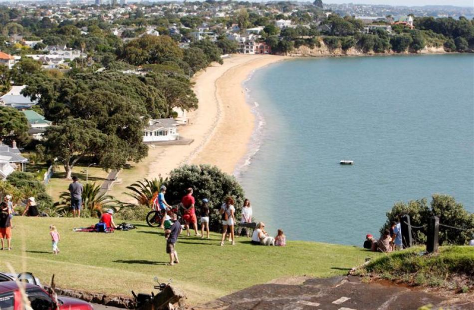 A large crowd starts to gather on the top of North Head on Auckland's North Shore awaiting the...