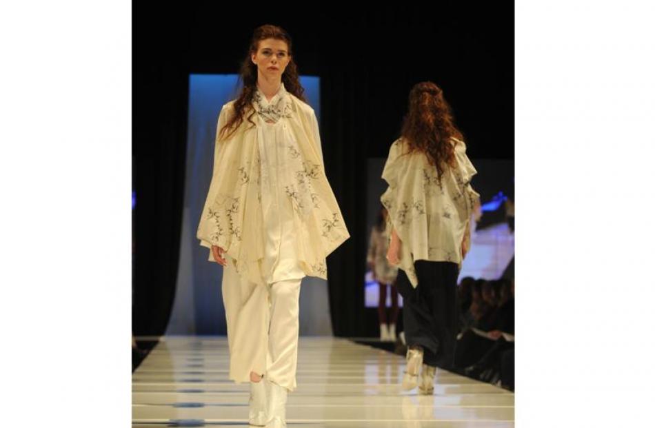 Elza Jenkins, of AliMcD, models for Ryota Shiga. Photo by Peter McIntosh.