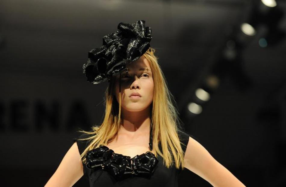 Laken Yarker, of AliMcD, wears one of designer Paula Kyle Walden's pieces. Photo by Linda Robertson.