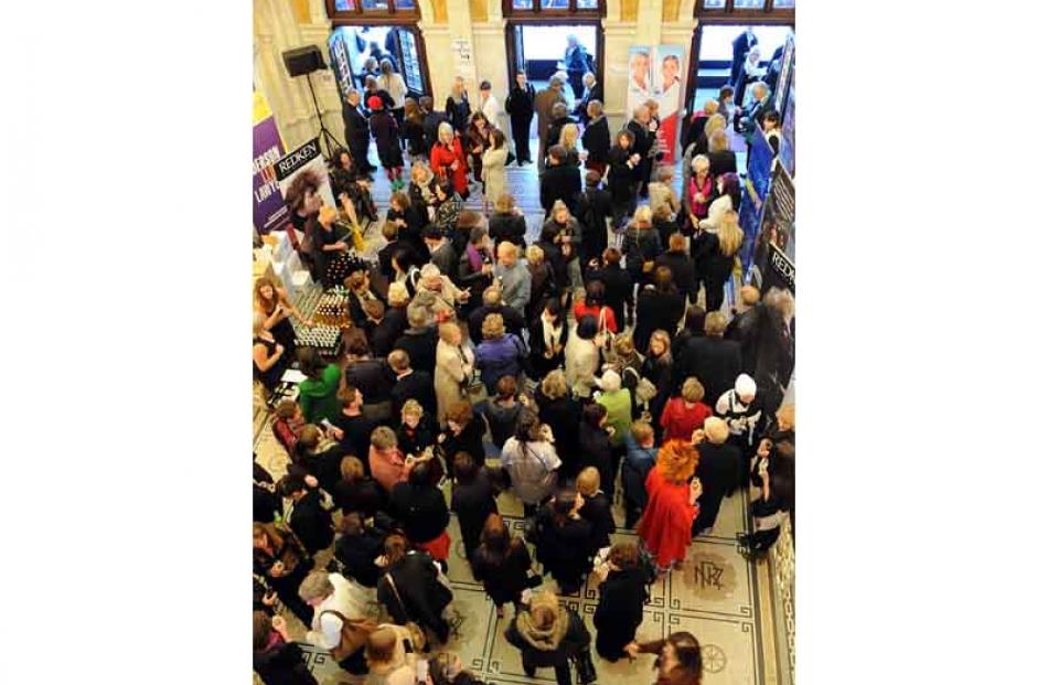 Crowd in the foyer prior to the start of the iD Fashion Show at Dunedin Railway Station. Photo by...