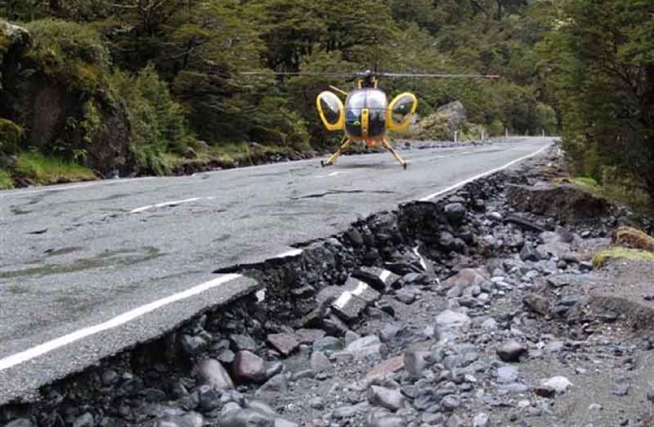 The highway has been washed out at several places. Photo by Downer EDI Works.
