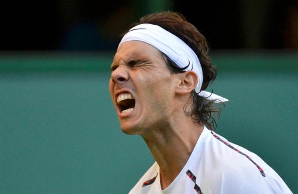 Rafael Nadal of Spain during his shock loss to Lukas Rosol of the Czech Republic at the Wimbledon...