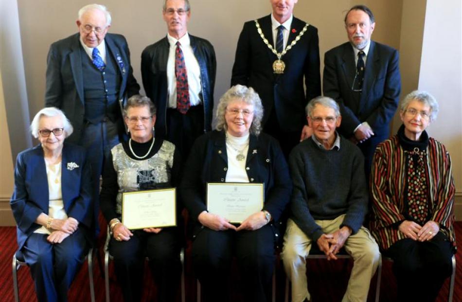 2014 Waitaki District Council Citizens Awards recipients (back, from left) Neville Cowles, Les...