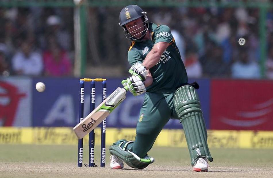 AB de Villiers plays a shot through the covers during his century in South Africa's win over...