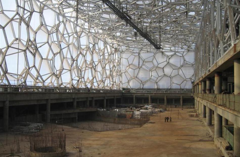 The National Aquatics Centre, which has  22,000 steel beams.  Photos from NHNZ.