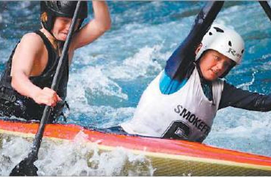 Top duo: Finn Butcher (left) and Marcus Norbury on their way to a gold in the C2. Picture: Supplied