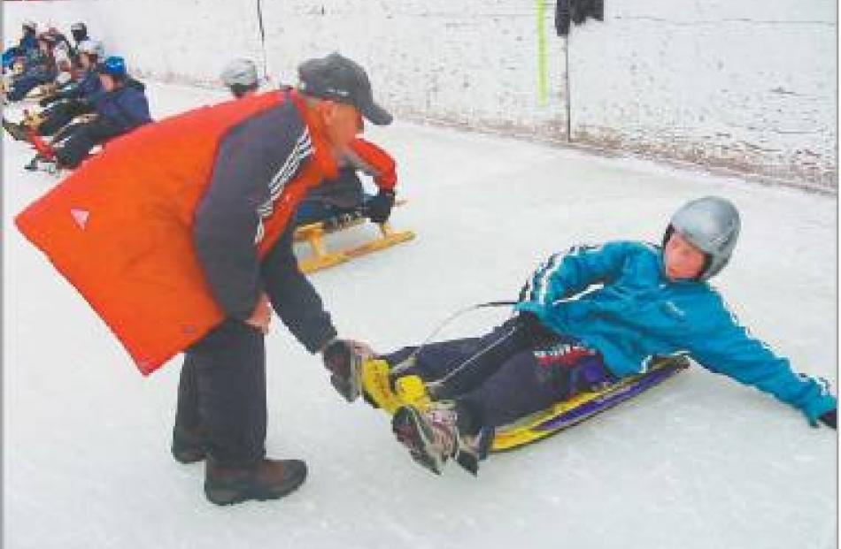 Learning luge: Karl Flacher, an International Luge Federation coach and former Austrian luge...