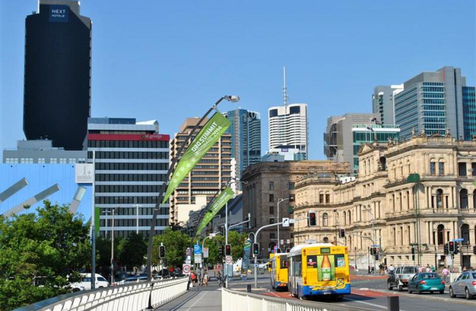 A fine example of Brisbane's gracious 19th-century architecture is seen in the Treasury building,...
