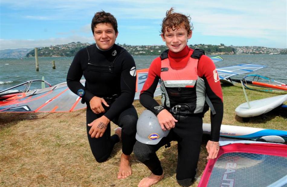 Brothers Tom (left) and Joe McGregor, of Christchurch, at the New Zealand windsurfing...