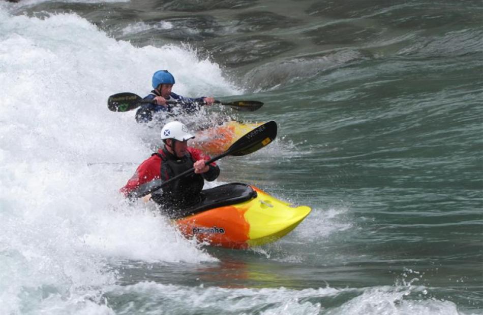 Kayaking enthusiasts Pete Simpson (front), of Lake Hawea, and Gordon Bailey, of Wanaka, test  the...