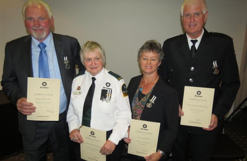 Marty Black, chairman of the St John Wakatipu area committee, 27 years' service; Linda Stephen,...