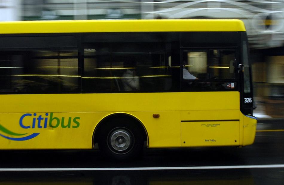 A Citibus bus is driven through Dunedin. Photo by Craig Baxter.