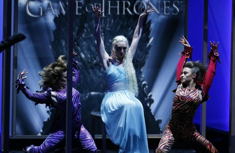 A dance number is performed in tribute to outstanding drama series nominee "Game of Thrones" at...