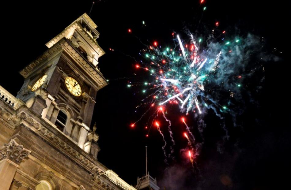 A fireworks display brings in the new year in Dunedin. Photo Gerard O'Brien