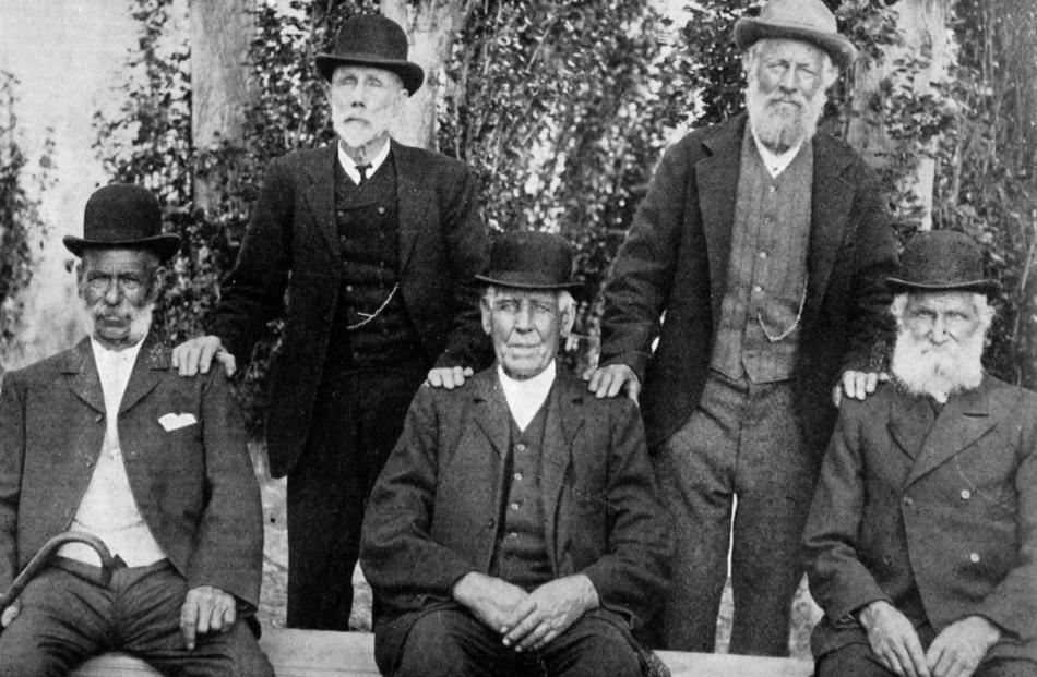 A group of Dunstan pioneers: from left:  David McConnachie, one of the first storekeepers in...