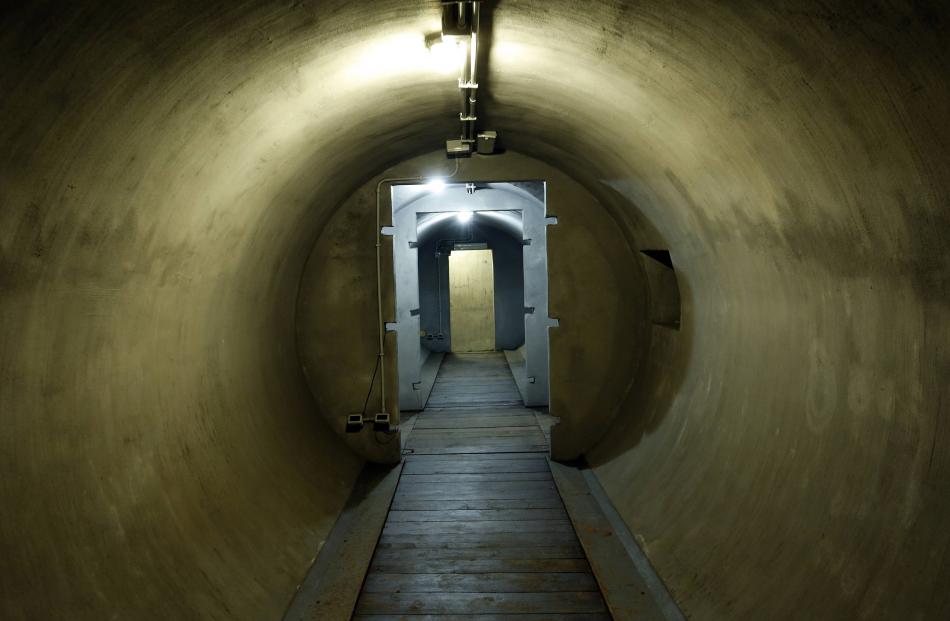 A passageway is pictured inside a secret bunker of Fascist leader Benito Mussolini that was built...