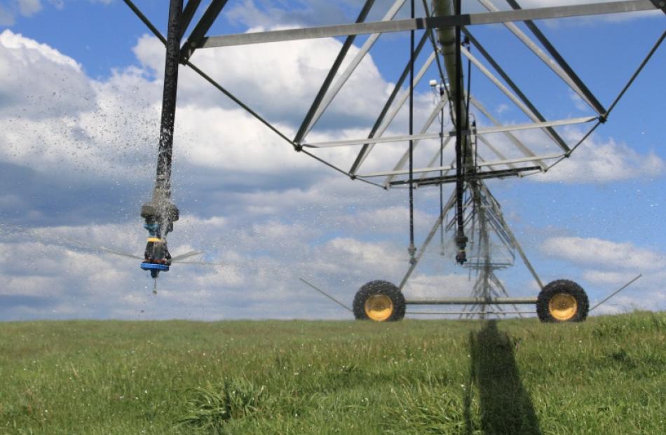 A pivot irrigator operates on Callum Kingan's Enfield farm. Mr Kingan spends up to $800 a day on...