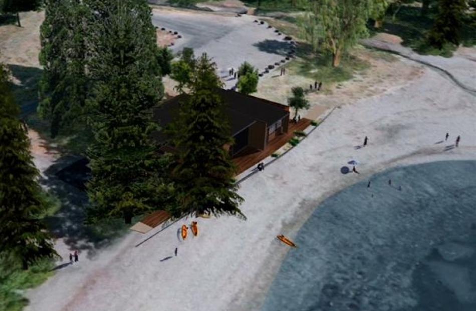 A possible site for the water sports facility on the Wanaka waterfront, including a computer...