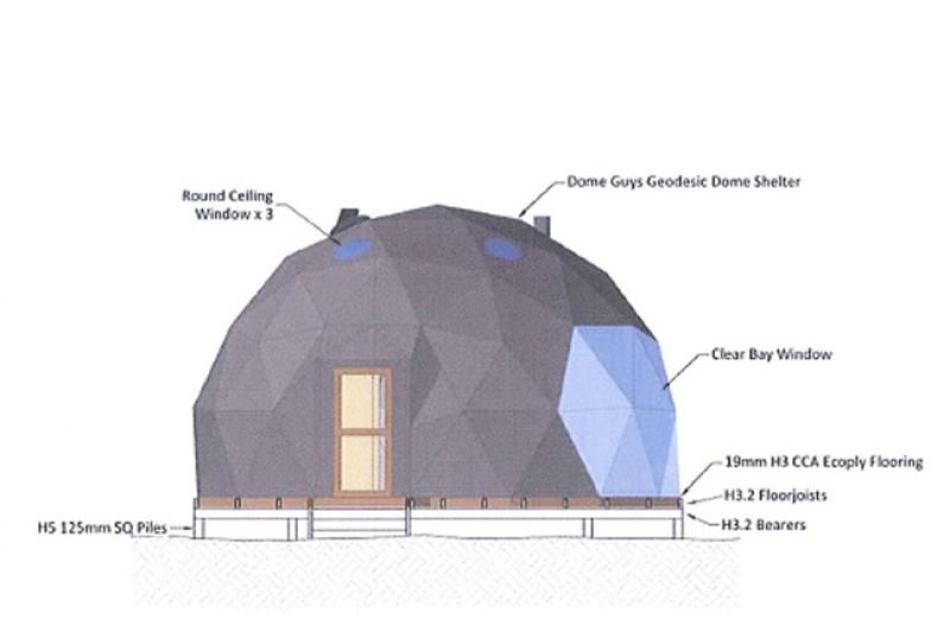 A  sketch of a geodesic dome proposed for Cecil Peak. Image supplied.