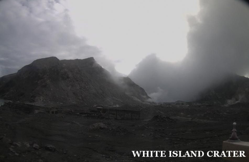 A web camera image of the White Island crater taken at 3pm today shows an increase in volcanic...