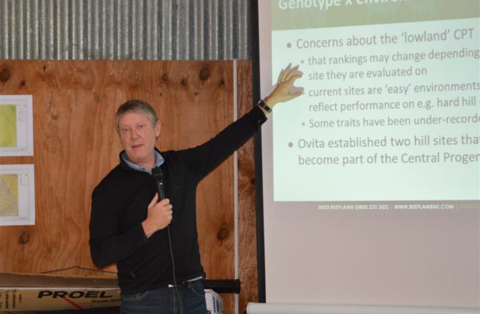 AbacusBio managing director Neville Jopson explains  the Central Progeny Test  at a Beef and Lamb...