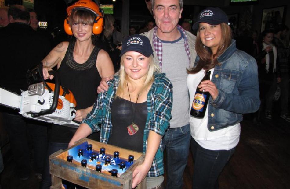 Actor James Nesbitt, of Northern Ireland, with (from left) Emma Seward, Lucy Appleton and Claudia...
