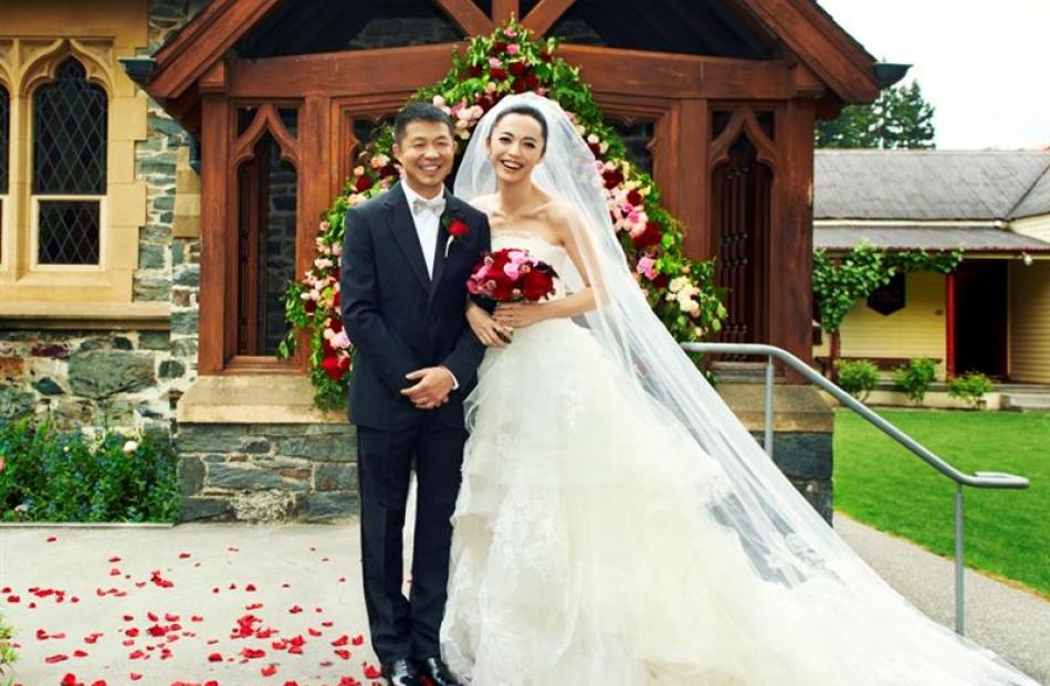 Actress and Tourism New Zealand's brand ambassador in China Yao Chen wed  Cao Yu in St Peter's...