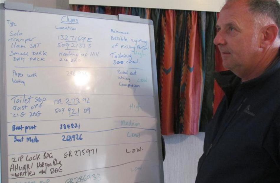 Ahuriri Valley search and rescue operation incident controller Senior Sergeant Brian Benn looks...