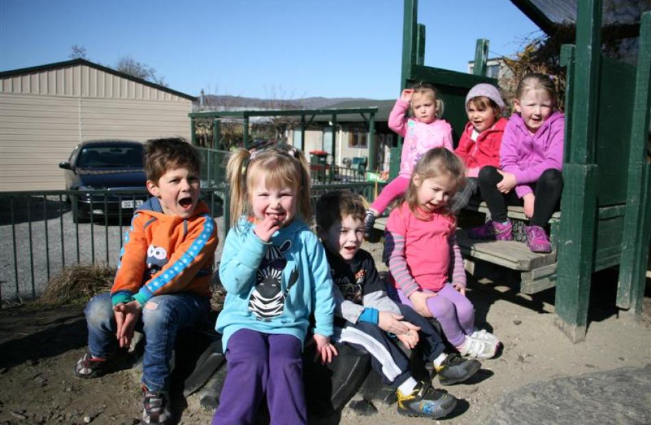 Alexandra's Terrace Kindergarten children (from left) Tapperman Lane (4), Cassidy Bone (3),...