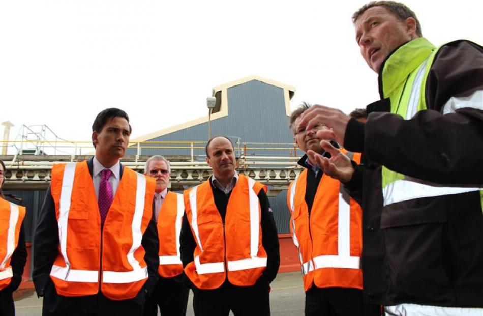 Alliance Group's energy management co-ordinator Aiann Cairns (right) outlines the company's...