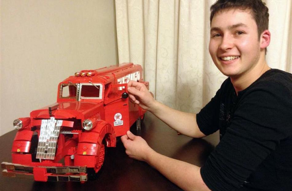 am Butcher adds another brick to the scale model Texaco tanker he is building for Invercargill's...