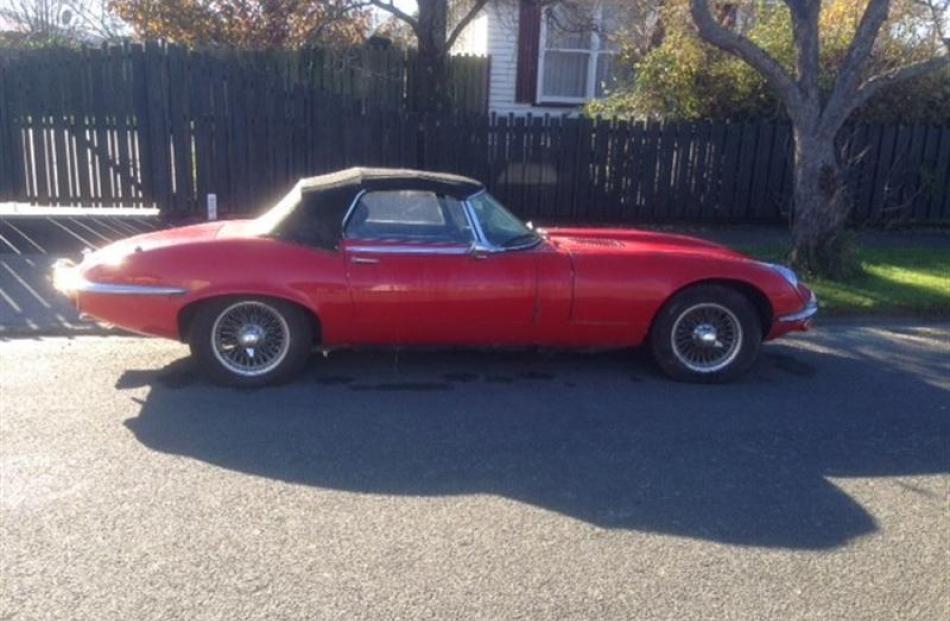 An E-Type Jaguar connected to Michael Swann was found in a Christchurch street on June 1.  Photo...