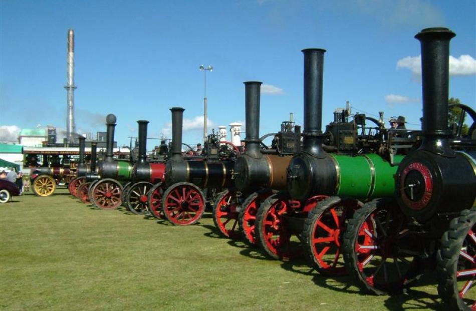 An impressive line-up of  traction engines at the 2008  Crank Up. Photo by Ensign Files.
