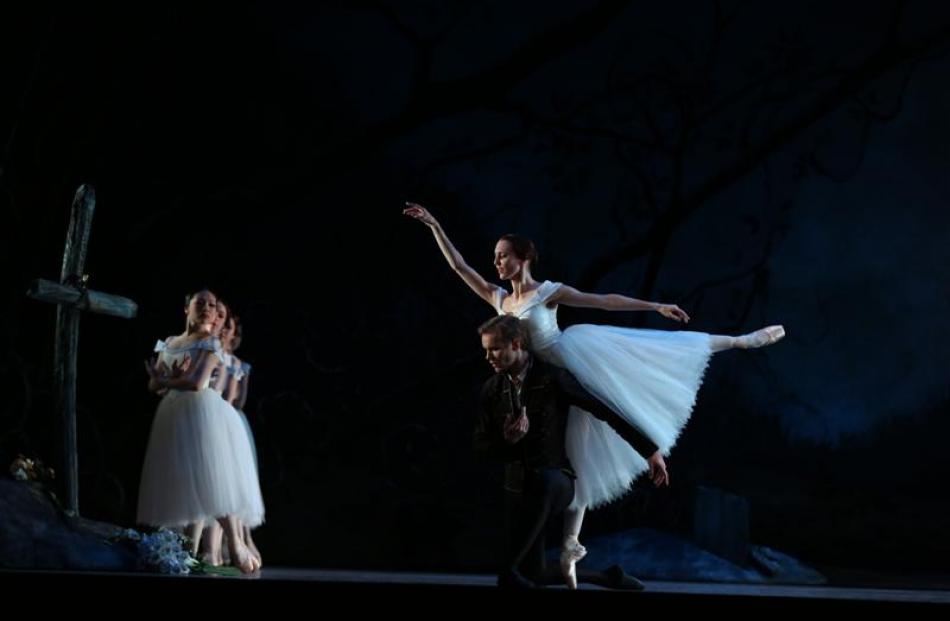 Antonia Hewitt, as Giselle, and Andrew Bowman, as Albrecht, the man responsible for breaking her...