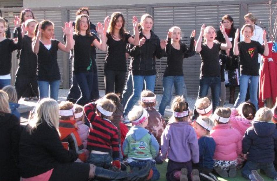 Arrowtown School's kapa haka group performs at the official opening of the Arrowtown Early...