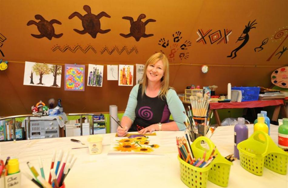 Artist and teacher Cheryl Pearson prepares for a busy week of art at her East Taieri home. Photo...
