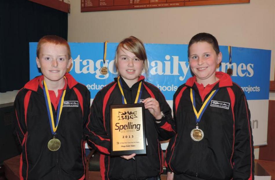 Ashburton Borough School 1 team members (from left) Ben Nordquist (10), Leah Ford (10) and Harry...