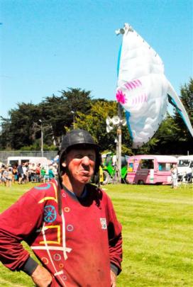 Ashburton kite-maker Peter Lynn got his 45sq m dragon kite caught on a lighting tower at the...