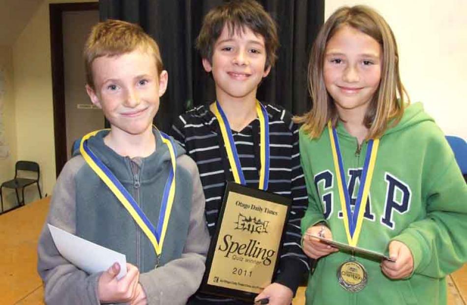 Year 5 and 6 winning team from Arrowtown Primary (from left) Jason McCulloch (11), Cameron...