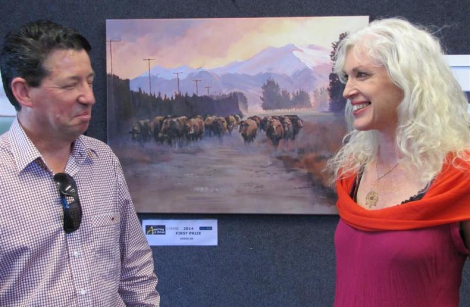 Aspiring Art Prize judges John Toomer, of Dunedin, and Anita De Soto, of Port Chalmers, share a...
