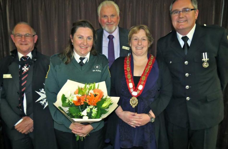 At the annual St John awards Wakatipu ceremony on Friday night are (from left)  Pat Paulin,...