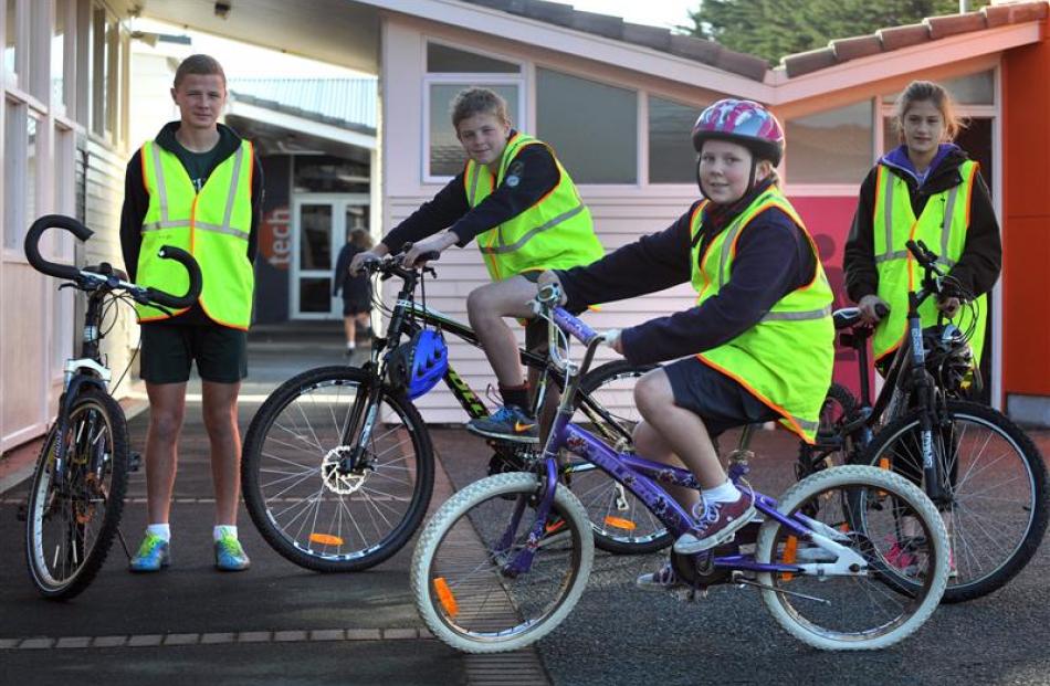 At the launch of their schools' Road Safety Action Plan yesterday are (from left) Tom Warman and...