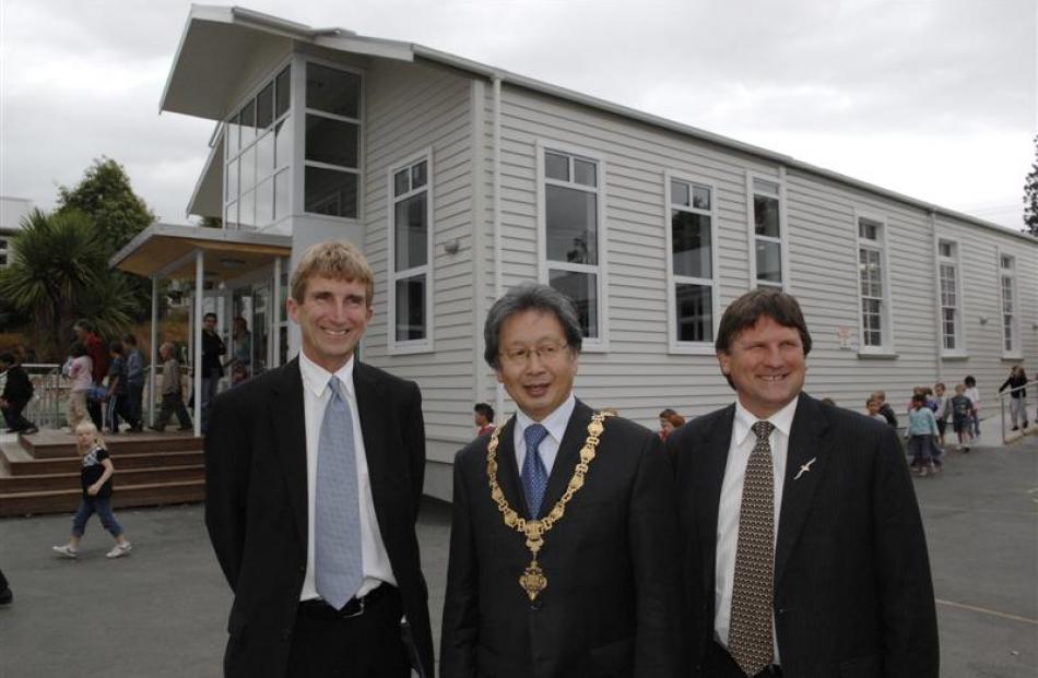 At the official opening of Wakari School's refurbished hall yesterday are (from left) board of...