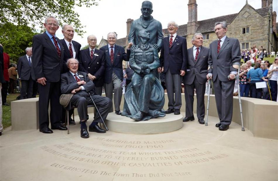 Attending the unveiling of a statue of pioneering plastic surgeon Sir Archibald McIndoe in East...