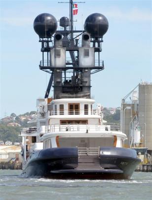 superyacht in dunedin harbour