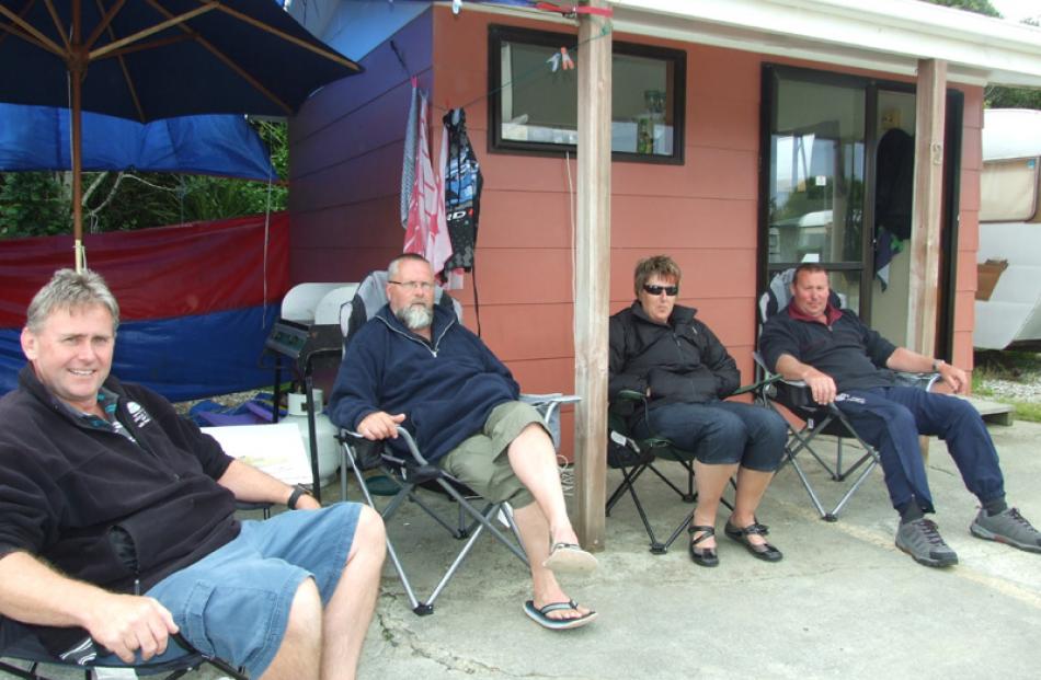 Holidaymakers Steve Hallam, of Gore, and Bruce Wilson, Linda Vass and Trevor Vass, all of Mataura...