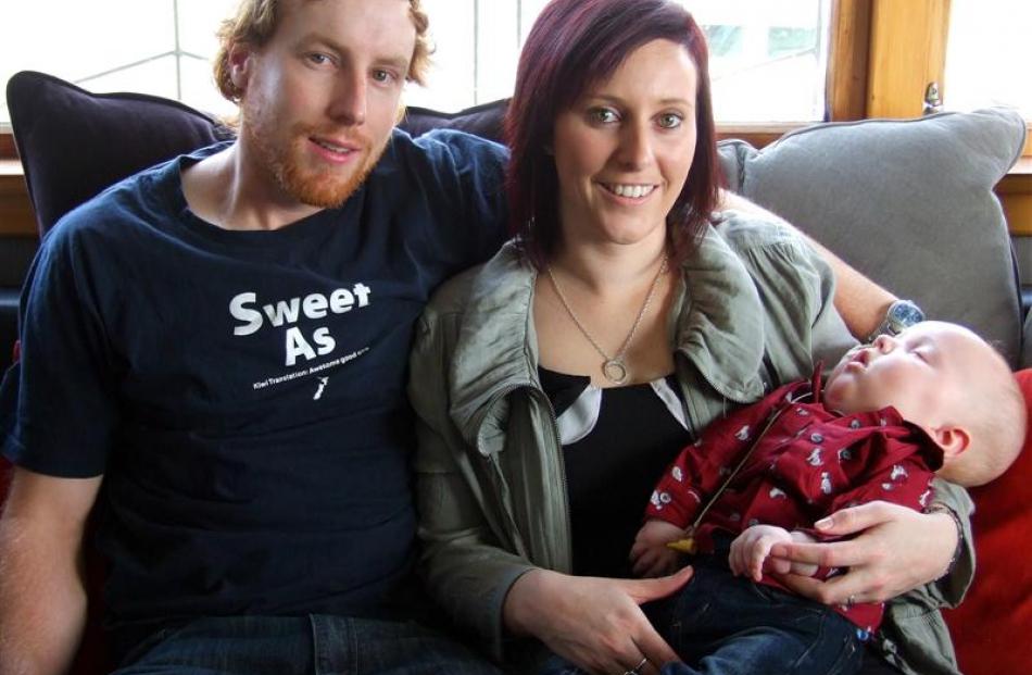 Baby Times winner Riley Brown, with parents Ashleigh and Peter (''Brownie'') Brown at their...