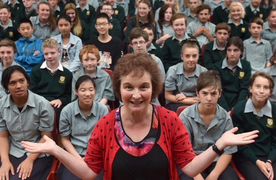 Bayfield High School principal Judith Forbes with some of the school’s 114 year 9 pupils. Photo...